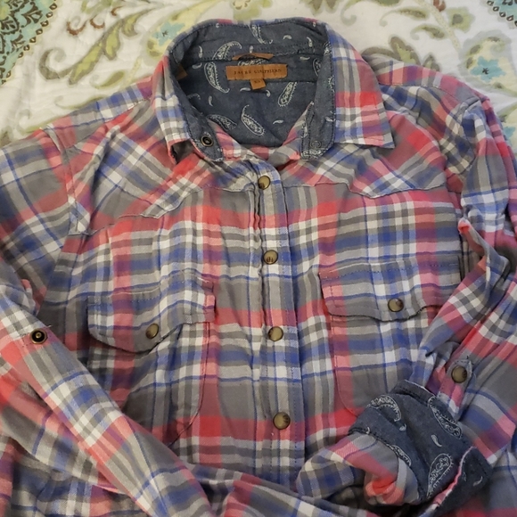 Button down flannel multi-color-NWOT - Picture 4 of 4